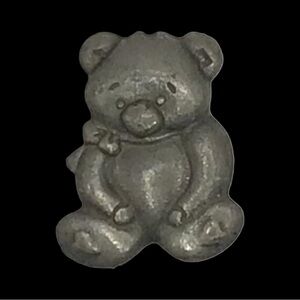 Teddy Bear Pin Antique Silver Tone Vintage